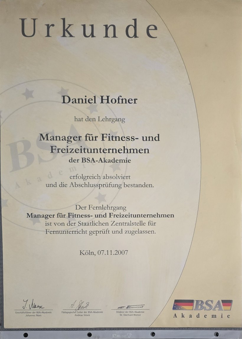 Manager für Fitness- & Freizeitunternehmen